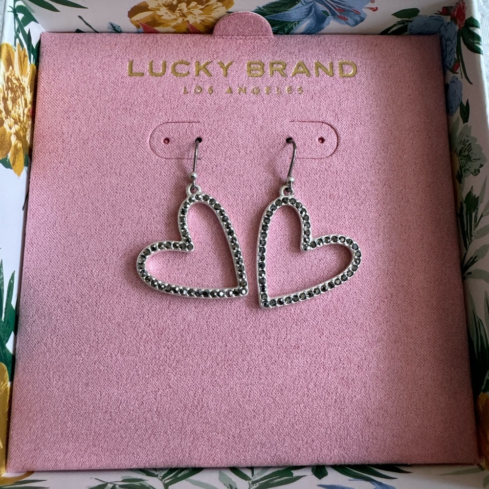 Lucky Brand Silver Heart Dangle Earrings